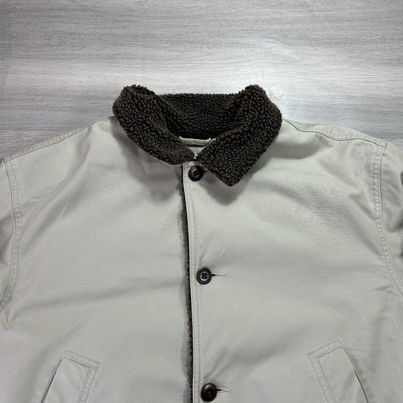 L.L. Bean Chore Coat Mens XLT Beige Canvas Sherpa Fleece Lined Parka Outdoor - Picture 6 of 10